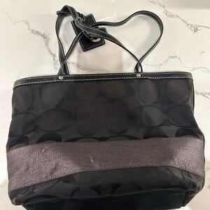 Coach Black Stripe Carryall Tote Bag
